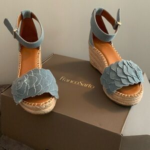 Franco Sarto denim sandal. Wore once. Purchased Feb & wore for an event 4/28.